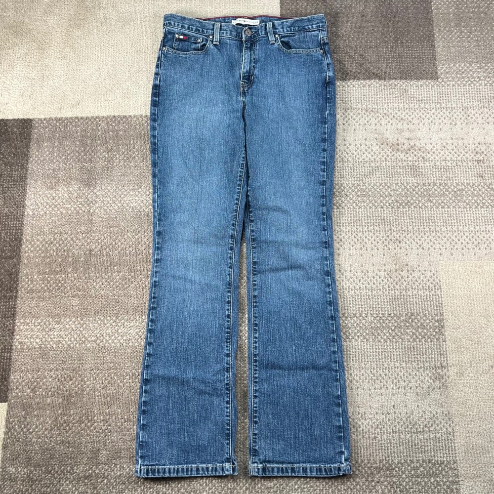 Tommy Hilfiger Hipster Boot Cut Jeans Womens Size‎ 6 Blue Denim Stretch Y2K 90s